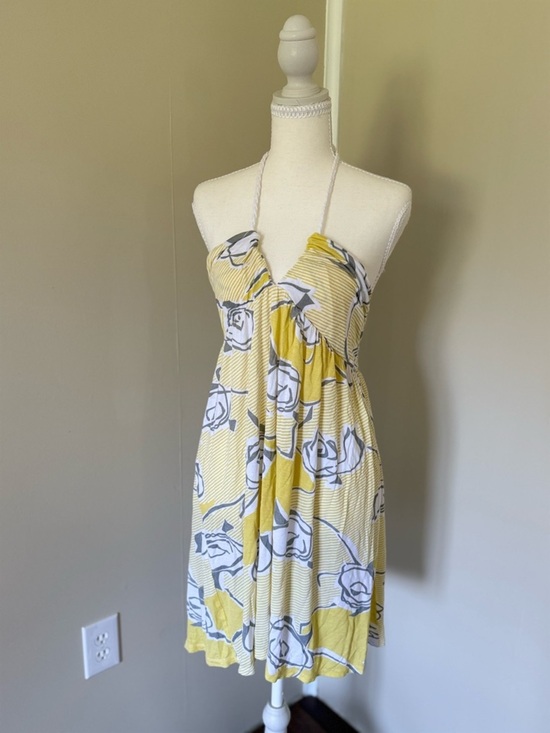 Lost Dresses & Skirts - Y2K Vintage Lost Yellow Floral Halter Sundress with White Tie